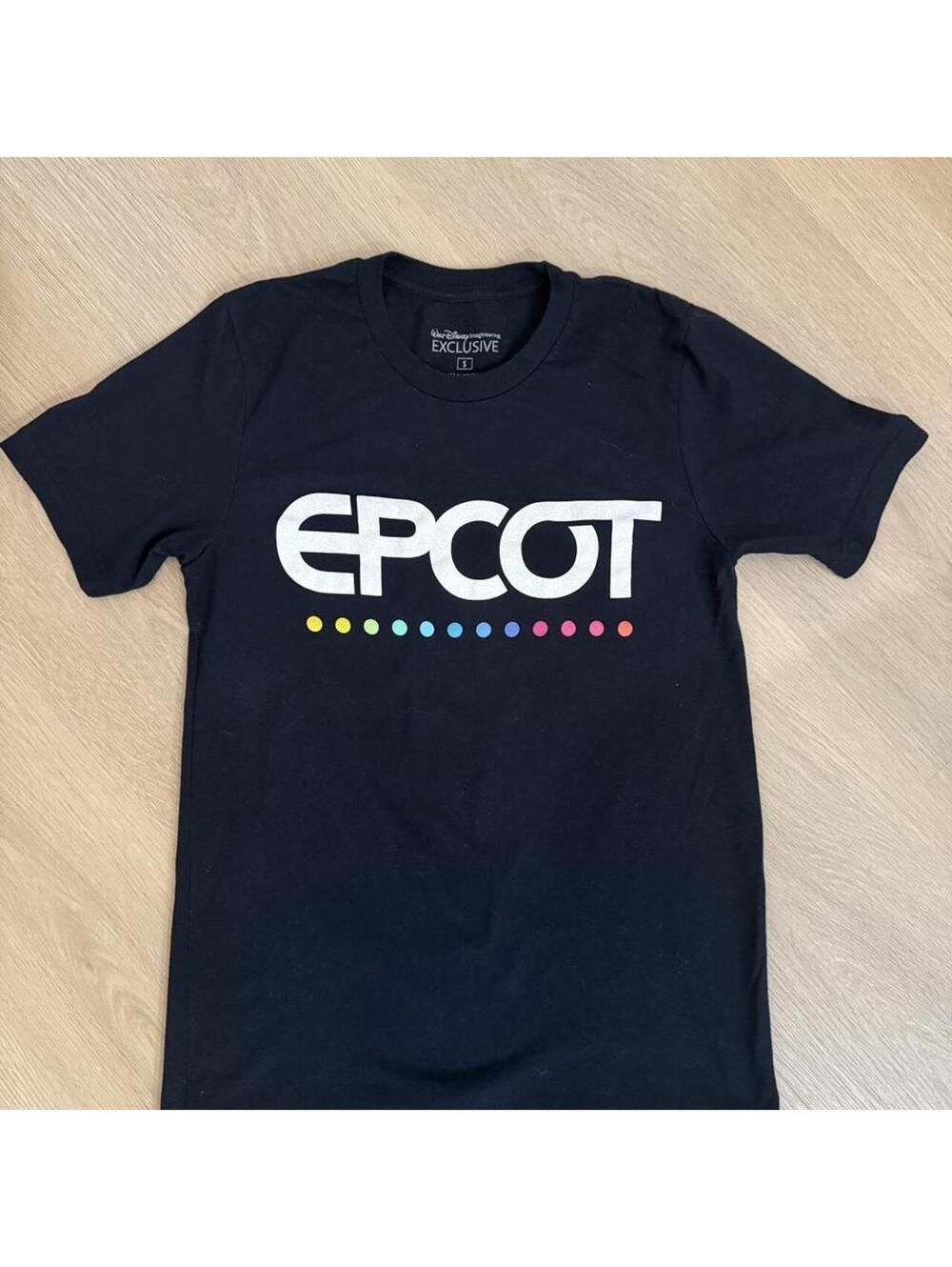 Disney Parks EPCOT Retro Logo Black Short-Sleeve T-Shirt Size Small